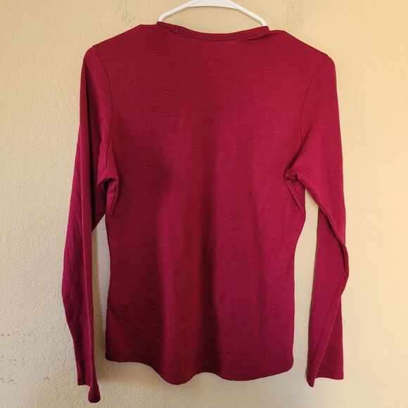 Seg'ments Shirt Size Small 100% Merino Wool Washable Long Sleeve Base Layer Red - Picture 4 of 4